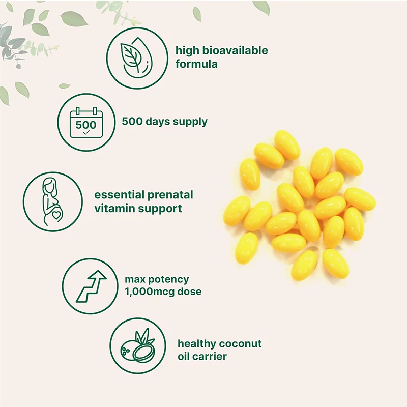 Folic Acid 1,000 Mcg, 500 Coconut Oil Softgels factory